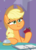 Size: 522x730 | Tagged: safe, screencap, applejack, earth pony, pony, a trivial pursuit, g4, :t, apple, applejack is best facemaker, applejack's hat, chewing, confident, cowboy hat, cropped, eating, faic, female, food, herbivore, holding, hooves on the table, lidded eyes, mare, ponytail, puffy cheeks, raised eyebrow, raised hoof, sitting, smiling, smirk, smugjack, solo, stetson, that pony sure does love apples