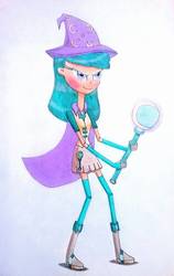 Size: 711x1124 | Tagged: safe, artist:dialysis2day, trixie, human, g4, clothes, female, humanized, simple background, solo, traditional art, wand, white background