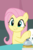 Size: 481x729 | Tagged: safe, screencap, angel bunny, fluttershy, pegasus, pony, a trivial pursuit, g4, my little pony: friendship is magic, cropped, cute, female, mare, offscreen character, raised hoof, shyabetes, smiling, solo focus