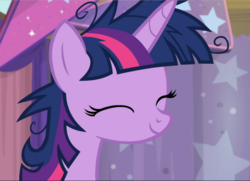 Size: 1296x940 | Tagged: safe, screencap, twilight sparkle, alicorn, pony, a trivial pursuit, g4, close-up, cropped, cute, eyes closed, female, mare, messy mane, smiling, solo, twiabetes, twilight sparkle (alicorn)