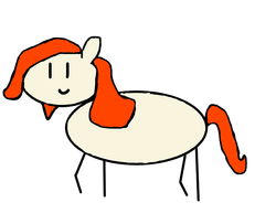 Size: 696x564 | Tagged: safe, artist:countcoltnackh, oc, oc only, oc:rayve, earth pony, pony, beard, facial hair, ms paint, red hair, red mane, red tail, round trip, simple, smiling, solo, stick pony, stickpony