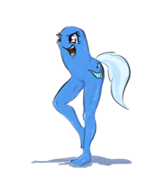 Size: 949x1023 | Tagged: artist needed, safe, trixie, anthro, plantigrade anthro, two legged creature, g4, 2spooky, 4chan, abomination, colored, cursed image, cyriak, female, has magic gone too far?, has science gone too far?, meme, narpnarp, not salmon, oh god damn it no, simple background, solo, wat, white background, why, why would you do that