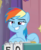 Size: 690x839 | Tagged: safe, screencap, rainbow dash, pegasus, pony, a trivial pursuit, g4, my little pony: friendship is magic, bell, cropped, faic, female, lidded eyes, mare, raised hoof, sitting, smiling, smirk, smug, smugdash, solo