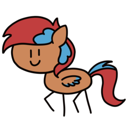 Size: 777x777 | Tagged: safe, artist:redquoz, oc, oc only, oc:allegra mazarine, pony, female, mare, nutshell stick ponies, pegasus oc, simple background, smiling, solo, stick pony, transparent background, two toned mane, two toned wings, wings
