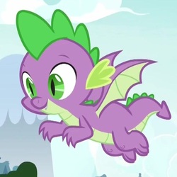 Size: 715x715 | Tagged: safe, screencap, spike, dragon, father knows beast, g4, cropped, cute, flying, male, smiling, solo, spikabetes, winged spike, wings