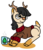 Size: 702x812 | Tagged: safe, artist:dragonflyfire8, artist:ponebox, oc, oc only, deer, deer pony, original species, antlers, clothes, cloven hooves, collaboration, glasses, mug, reindeer antlers, simple background, solo, transparent background, unshorn fetlocks