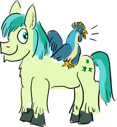 Size: 546x593 | Tagged: safe, artist:horsesplease, gallus, sandbar, bird, earth pony, pony, g4, crowing, gallus the rooster, gay, interspecies, male, rooster, ship:gallbar, shipping