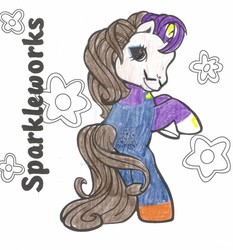 Size: 600x645 | Tagged: safe, artist:bandietineendoos, pony, g3, female, male, ponified, solo, super mario bros., traditional art, waluigi, waluigi's hat