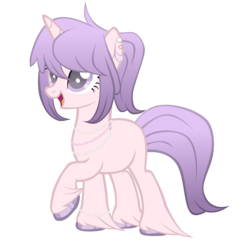 Size: 3712x3608 | Tagged: safe, artist:magicdarkart, oc, oc only, pony, unicorn, adopted, ear piercing, female, high res, jewelry, mare, necklace, pearl necklace, piercing, raised hoof, simple background, solo, transparent background, unshorn fetlocks