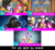 Size: 1704x1560 | Tagged: safe, artist:don2602, edit, edited screencap, screencap, apple bloom, applejack, coriander cumin, fluttershy, pinkie pie, rainbow dash, rarity, saffron masala, scootaloo, sunset shimmer, sweetie belle, twilight sparkle, alicorn, earth pony, pegasus, pony, unicorn, all bottled up, equestria girls, g4, let it rain, my little pony equestria girls: better together, my little pony: friendship is magic, spice up your life, the finals countdown, the show stoppers, best friends until the end of time, clothes, cutie mark crusaders, cutie mark crusaders song, eyes closed, it's gonna work, notebook, pyramid, rise up, speech bubble, thunderstorm, top 100 mlp g4 songs, twilight sparkle (alicorn)