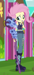 Size: 282x619 | Tagged: safe, screencap, fluttershy, equestria girls, equestria girls series, g4, the road less scheduled, the road less scheduled: fluttershy, spoiler:eqg series (season 2), clothes, cropped, female, flutterpunk, midriff, sleeveless, solo, tank top