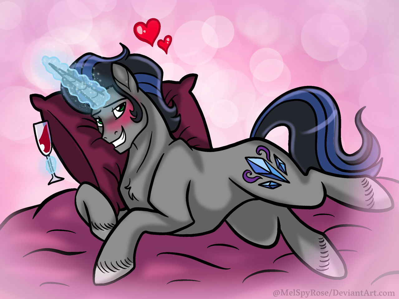 king sombra, pony, unicorn, idw, reflections, spoiler:comic, alcohol, bed, ...