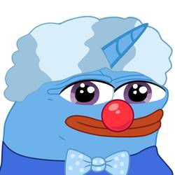 Size: 894x894 | Tagged: safe, artist:mlpsmark, trixie, frog, g4, 1000 years in photoshop, afro, alternate hairstyle, clown, clown nose, female, meme, no pony, pepe the frog, pony coloring, red nose, solo, species swap