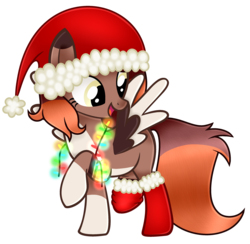 Size: 3165x3095 | Tagged: safe, artist:cindystarlight, oc, oc only, oc:cocca, pegasus, pony, christmas, clothes, female, hat, high res, holiday, mare, santa hat, simple background, socks, solo, transparent background