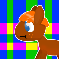 Size: 1000x1000 | Tagged: safe, artist:artdbait, oc, oc only, oc:lil-k, pony, blue eyes, brown fur, freckles, needs more saturation, orange hair, shiny hair, simple background, solo, white outline