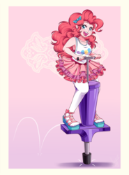 Size: 3000x4050 | Tagged: safe, artist:lucy-tan, pinkie pie, equestria girls, g4, commission, female, hopping, jumping, pogo, pogo stick, solo
