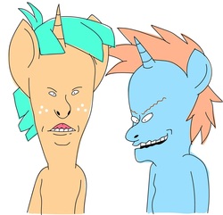 Size: 1947x1875 | Tagged: safe, snails, snips, pony, unicorn, g4, beavis and butthead, funny