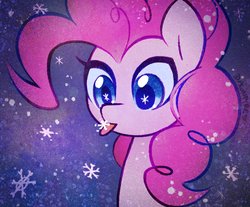 Size: 1200x995 | Tagged: safe, artist:dawnfire, pinkie pie, earth pony, pony, g4, :p, bust, catching snowflakes, cute, diapinkes, female, looking at something, mare, snow, snowfall, snowflake, solo, tongue out, wingding eyes