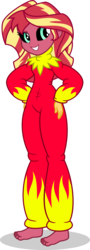 Size: 1086x3028 | Tagged: safe, artist:mlp-trailgrazer, sunset shimmer, human, equestria girls, g4, barefoot, clothes, commission, feet, female, pajamas, smiling, solo, sunset satan