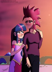 Size: 1537x2114 | Tagged: safe, artist:ringteam, tempest shadow, twilight sparkle, equestria girls, g4, my little pony: the movie, female, lesbian, ship:tempestlight, shipping