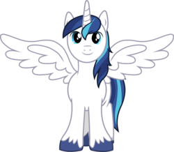 Size: 2578x2251 | Tagged: artist needed, safe, edit, vector edit, shining armor, alicorn, pony, g4, alicornified, cute, high res, looking at you, male, prince shining armor, race swap, shining adorable, shiningcorn, simple background, smiling, solo, spread wings, stallion, transparent background, unshorn fetlocks, vector, wings