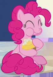 Size: 494x718 | Tagged: safe, screencap, pinkie pie, earth pony, pony, g4, the last laugh, cropped, cutie map, eating, eyes closed, female, mare, solo