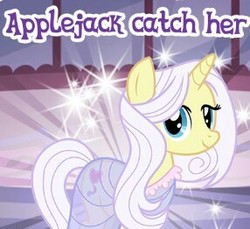 Size: 286x262 | Tagged: safe, gameloft, lily lace, g4, cropped, implied applejack, meme, wow! glimmer