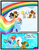 Size: 3500x4500 | Tagged: dead source, safe, artist:becauseimpink, dumbbell, gilda, hoops, quarterback, rainbow dash, griffon, pegasus, pony, comic:transition, g4, cloud, colt, comic, dialogue, dumb belle, female, filly, filly rainbow dash, flying, grin, guilder, handshake, hoofshake, hoops (rule 63), male, on a cloud, one eye closed, rainbow trail, raised hoof, rule 63, smiling, surprised, touchdown (rule 63), transgender, wink, younger