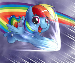 Size: 2400x2000 | Tagged: safe, artist:furnut, rainbow dash, pegasus, pony, g4, 2014, female, flying, high res, mare, open mouth, rainbow trail, smiling, solo, sonic rainboom