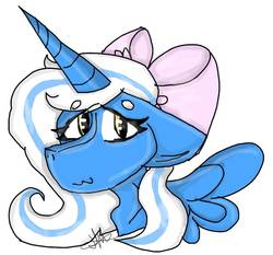 Size: 926x863 | Tagged: safe, artist:hollymiap, oc, oc:fleurbelle, alicorn, pony, :3, adam's apple, adorabelle, alicorn oc, beanbrows, bow, cute, eyebrows, female, hair bow, horn, mare, ocbetes, sidemouth, yellow eyes