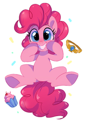Size: 590x826 | Tagged: safe, artist:oofycolorful, part of a set, pinkie pie, earth pony, pony, g4, cute, diapinkes, element of laughter, female, looking at you, mare, simple background, smiling, solo, white background