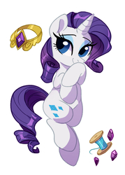 Size: 590x826 | Tagged: safe, artist:oofycolorful, part of a set, rarity, pony, unicorn, g4, cute, element of generosity, female, gem, looking at you, mare, raribetes, simple background, solo, thread spool, white background