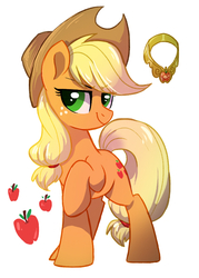 Size: 590x826 | Tagged: safe, artist:oofycolorful, part of a set, applejack, earth pony, pony, g4, applejack's hat, cowboy hat, cute, element of honesty, eye clipping through hair, female, hat, jackabetes, mare, simple background, solo, white background