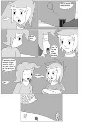 Size: 746x1071 | Tagged: safe, artist:karasu-96, pinkie pie, rainbow dash, human, g4, black and white, crossed arms, grayscale, humanized, looking back, monochrome, one eye closed, speech bubble