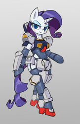 Size: 1132x1750 | Tagged: safe, artist:satv12, rarity, unicorn, semi-anthro, g4, arm hooves, female, gundam, gundam mk-ii, solo, zeta gundam