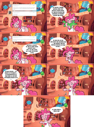 Size: 2094x2846 | Tagged: safe, artist:pippy, gummy, pinkie pie, pony, pinkiepieskitchen, g4, apron, clothes, golden oaks library, high res, teary eyes