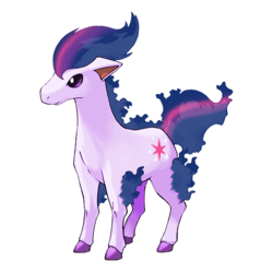 Size: 630x630 | Tagged: safe, artist:pokemoncoloursplash, twilight sparkle, ponyta, g4, crossover, female, mane of fire, palette swap, pokémon, purple fire, recolor, simple background, solo, white background