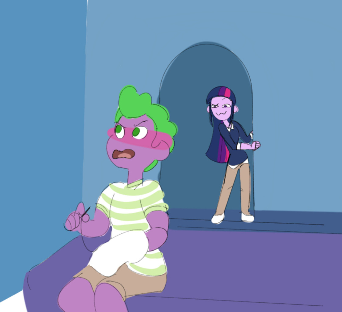 #2223041 - safe, artist:ponyretirementhome, spike, twilight sparkle