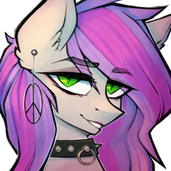 Size: 2048x2048 | Tagged: safe, artist:earthpone, oc, oc only, oc:windseeker, bat pony, pony, bust, collar, female, goth, high res, mare, portrait, solo