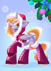 Size: 1500x2100 | Tagged: safe, artist:airiniblock, oc, oc only, alicorn, pony, alicorn oc, boots, christmas, commission, female, holiday, horn, looking at you, mare, open mouth, shoes, smiling, solo