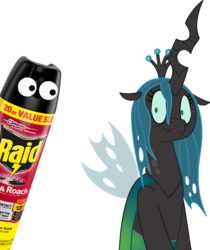 Size: 2839x3387 | Tagged: safe, artist:wispy tuft, derpibooru exclusive, queen chrysalis, ant, changeling, changeling queen, cockroach, insect, g4, bug spray, bugs doing bug things, danger, female, floppy ears, frown, googly eyes, high res, kills bugs dead, nervous, png, quadrupedal, raid (insecticide), scared, simple background, spooked, this will end in assassination, this will end in death, this will end in tears, transparent background, wide eyes, worried