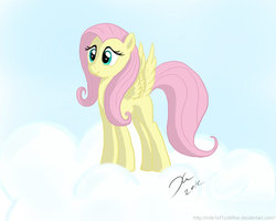 Size: 900x720 | Tagged: safe, artist:rule1of1coldfire, fluttershy, pony, g4, cloud, female, solo