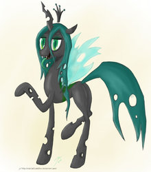 Size: 900x1022 | Tagged: safe, artist:rule1of1coldfire, queen chrysalis, changeling, changeling queen, g4, crown, female, jewelry, regalia, solo