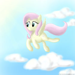 Size: 900x900 | Tagged: safe, artist:rule1of1coldfire, fluttershy, pony, g4, cloud, female, sky, solo