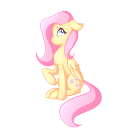 Size: 1024x1024 | Tagged: safe, artist:jafa-cake-4, fluttershy, pegasus, pony, g4, chest fluff, female, floppy ears, folded wings, mare, profile, raised hoof, simple background, sitting, solo, transparent background, wings