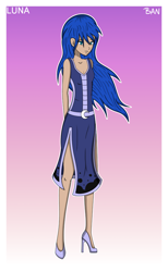 Size: 2000x3250 | Tagged: safe, artist:banquo0, princess luna, human, art pack:my little persona, g4, clothes, dress, female, high heels, high res, humanized, shoes, simple background, solo