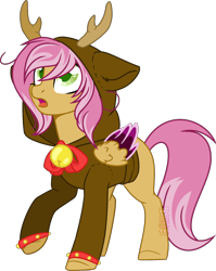 Size: 1024x1289 | Tagged: safe, artist:space-higanbana, oc, oc only, pony, antlers, base used, clothes, hoodie, movie accurate, simple background, solo, transparent background