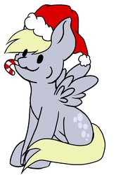 Size: 1372x2082 | Tagged: safe, artist:noxi1_48, derpy hooves, pegasus, pony, g4, :3, candy, candy cane, christmas, commission, dot eyes, female, food, happy, hat, holiday, santa hat, simple background, solo, sugar cane, white background, your character here