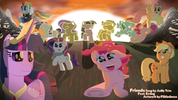 Size: 3840x2160 | Tagged: safe, artist:fskindness, applejack, fluttershy, pinkie pie, rainbow dash, rarity, twilight sparkle, alicorn, earth pony, pegasus, pony, unicorn, g4, the last problem, end of ponies, high res, inspired, inspired by another artist, mane six, older, older applejack, older fluttershy, older mane six, older pinkie pie, older rainbow dash, older rarity, older twilight, older twilight sparkle (alicorn), princess twilight 2.0, silhouette, twilight sparkle (alicorn)