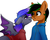 Size: 5906x4724 | Tagged: safe, alternate version, artist:buvanybu, oc, oc:grey, oc:patutu, bat pony, earth pony, pony, blouse, boop, embarrassed, floppy ears, noseboop